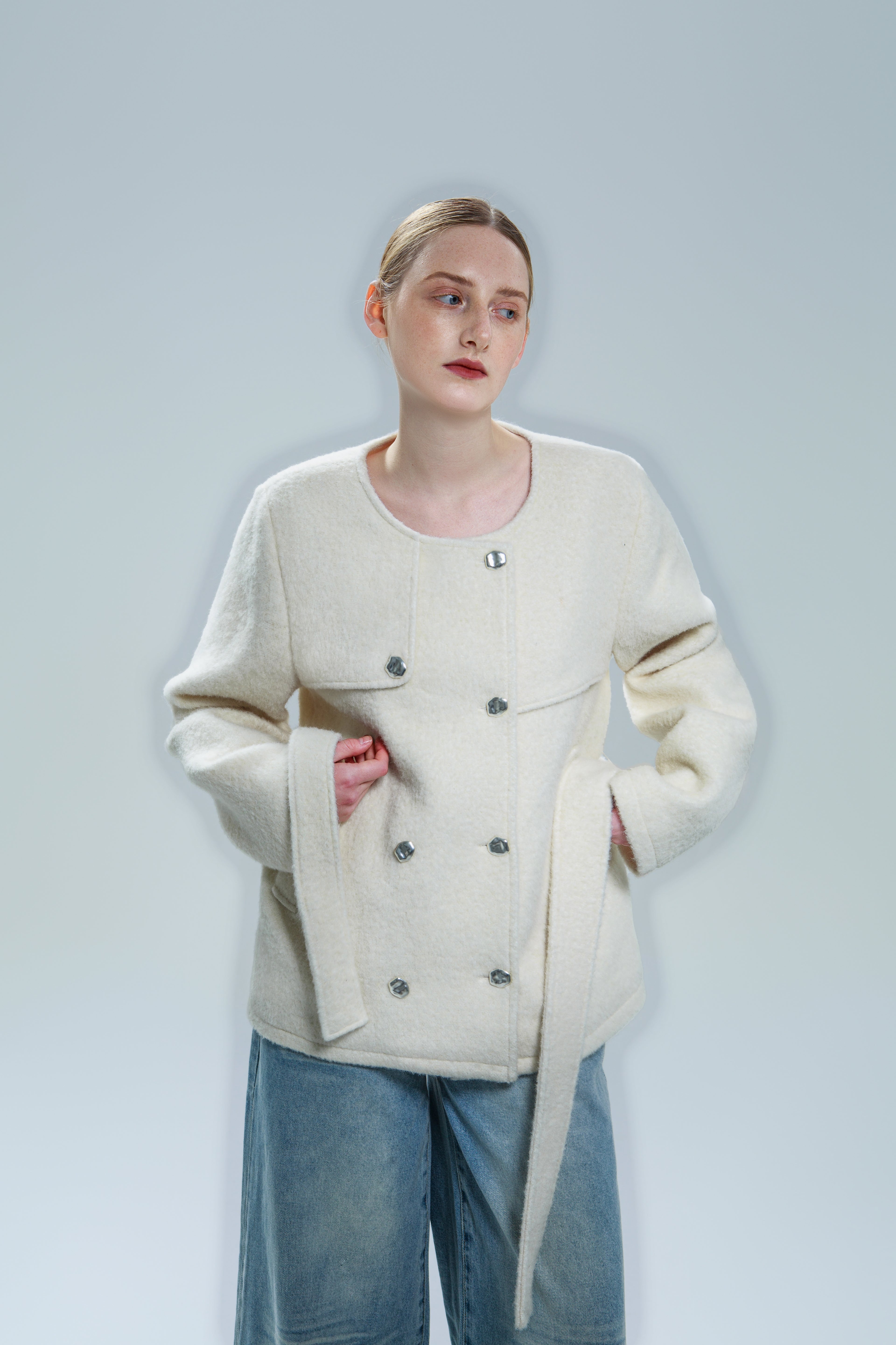 QIN YOZZ autumn and winter fashion Qianjin style short slim all-match wool short wool coat