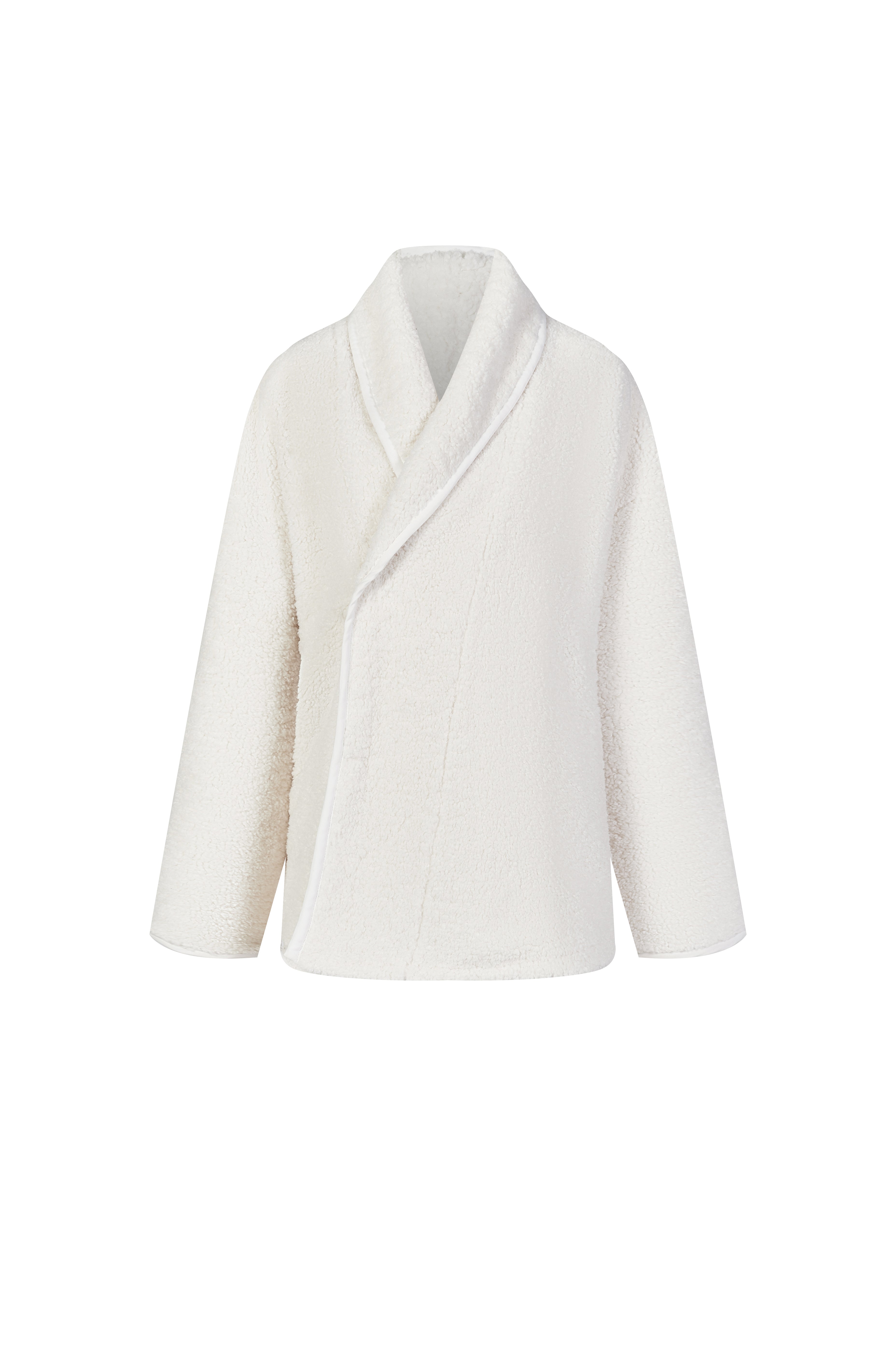 QIN YOZZ autumn and winter lamb wool lazy style cardigan white coat for women