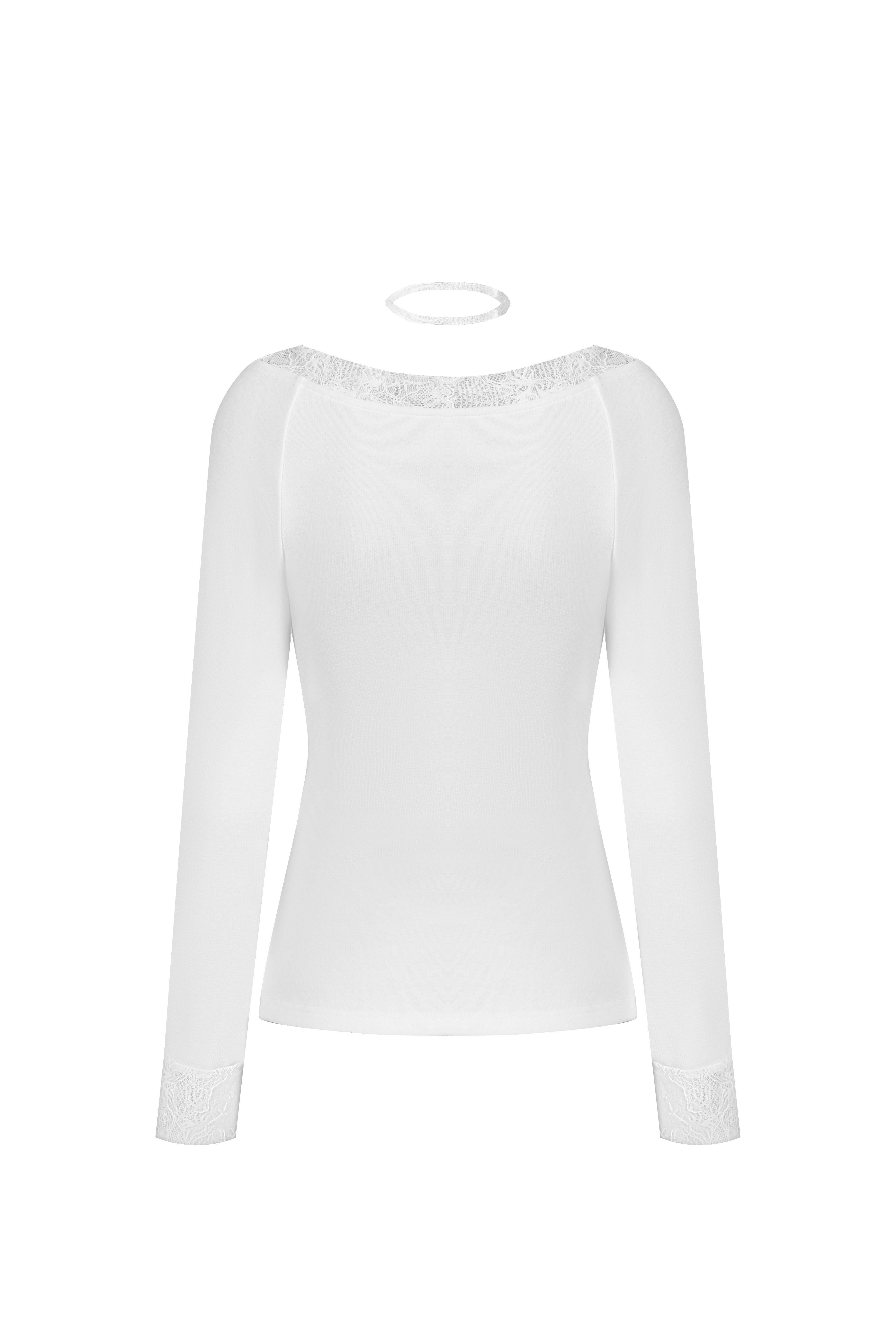 QIN YOZZ autumn and winter white romantic pure lace slim bottoming shirt for women